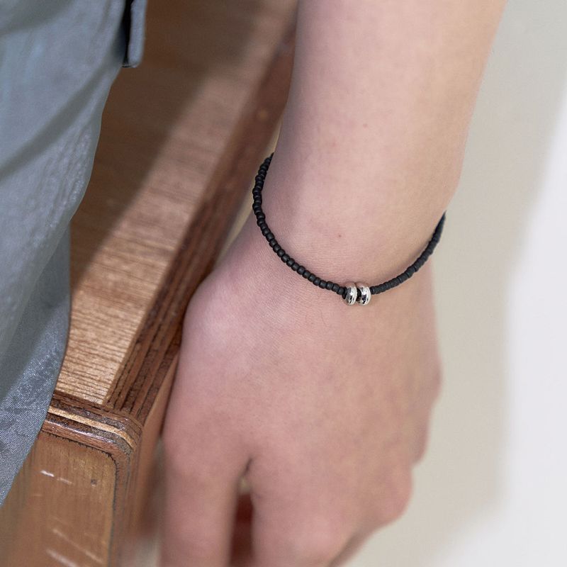 SILVER DONUT BRACELET BLACK