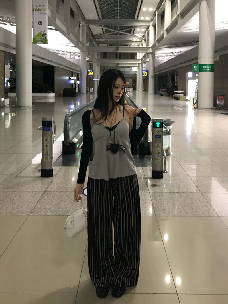 Sunday Home Stripe Lounge Button Wide Pants