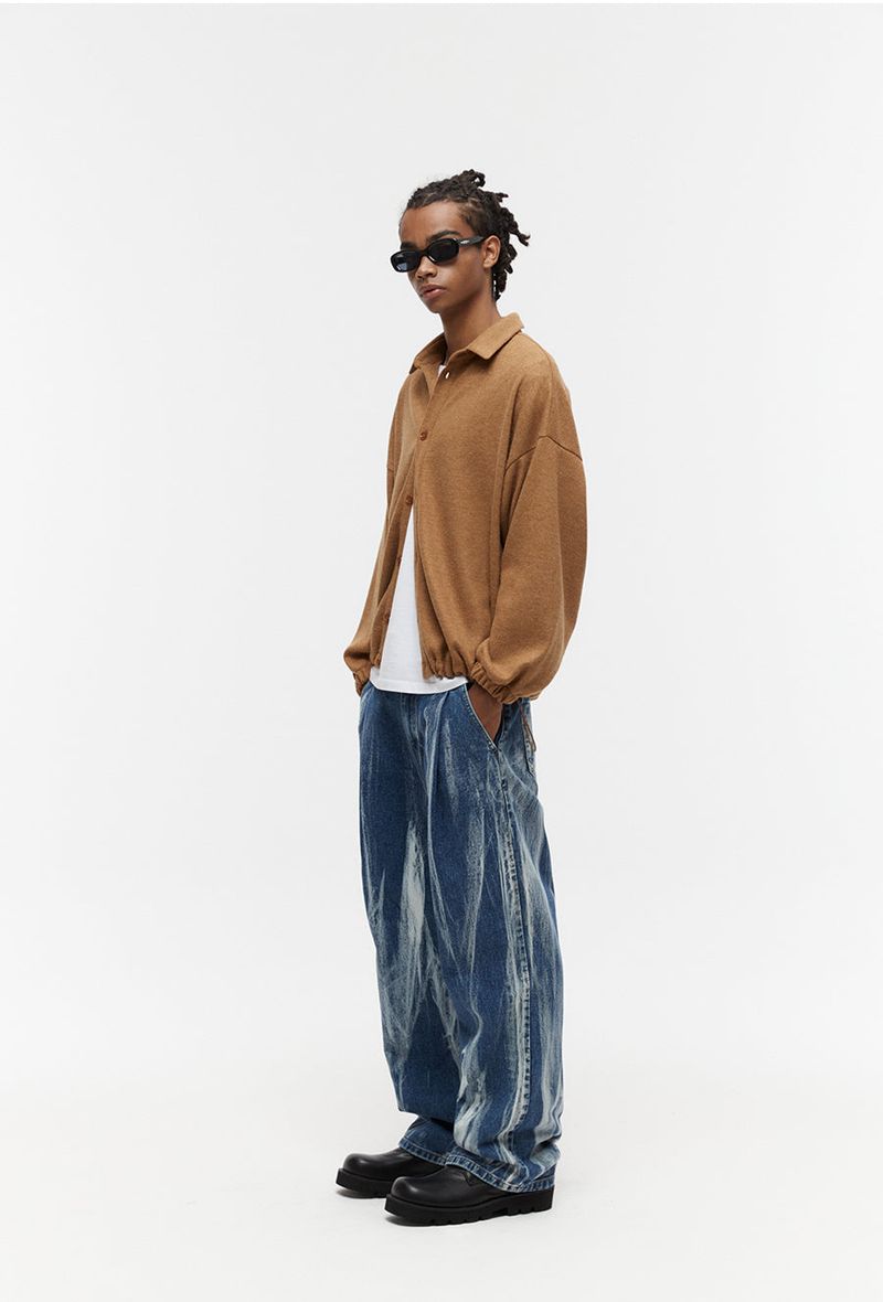 dischange painting denim blue