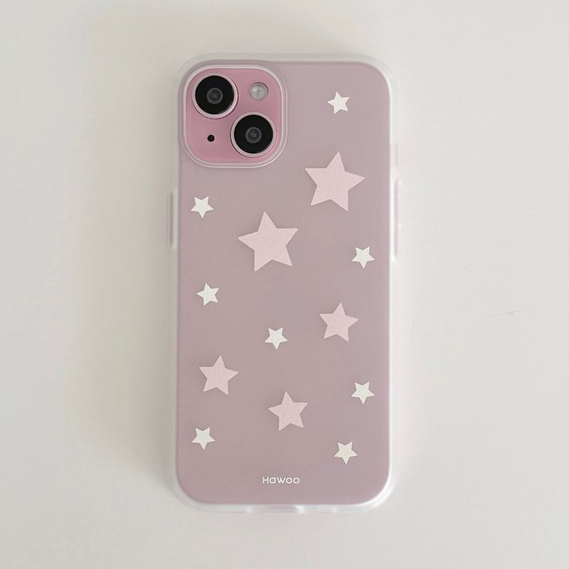pastel star half clear jelly case (pink)