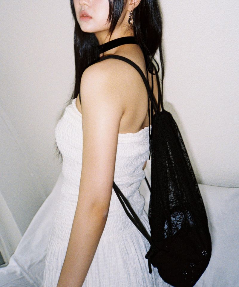 YAHN SISI(ヤーン シシ)の「 Lace Drawstring Bag - Black(Bags)」