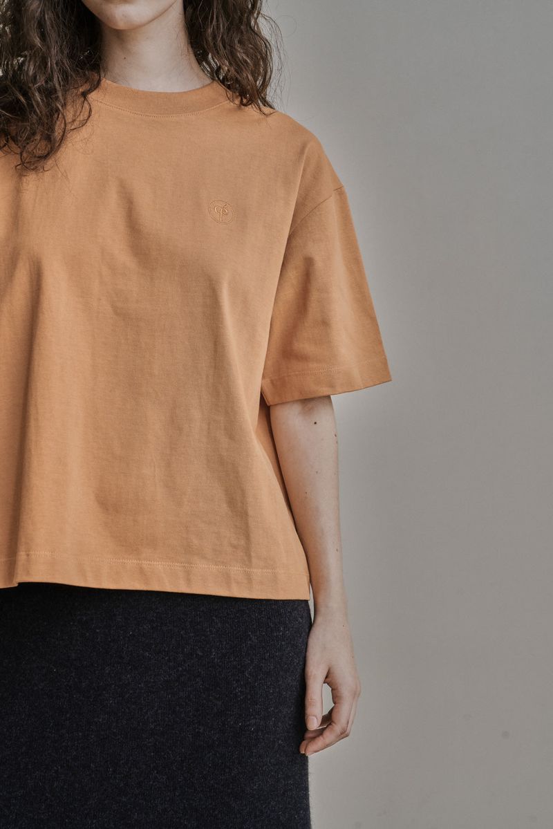 OVERSIZED LOGO EMBROIDERED T-SHIRT_ORANGE