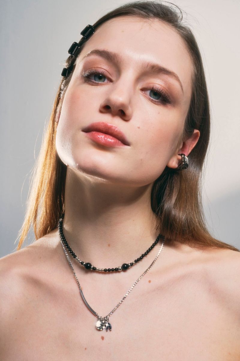 NO.333 [SILVER] BLACK PEARL NECKLACE