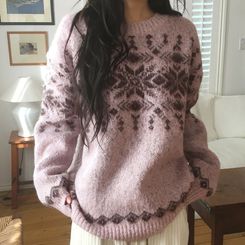 WONDER WONDER(ワンダーワンダー)の「Pomin Snowflake Nordic Brush Hand Warmer Knit(Tops)」