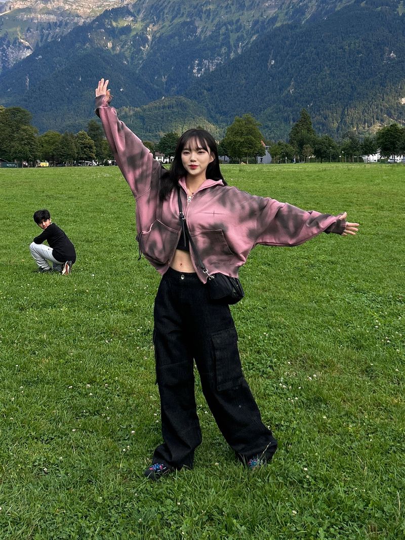 Unisex Tie Dye Over Hooded Zip-Up 2C