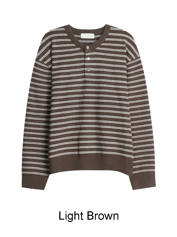 Lao Henley Neck Knit Long Sleeve