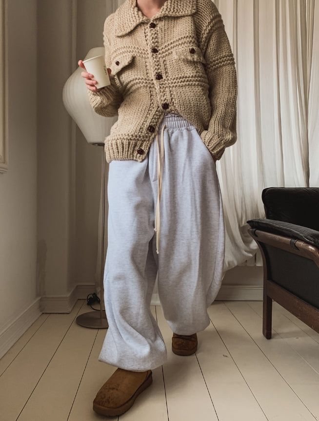 Dion sheepskin wide jogger pants