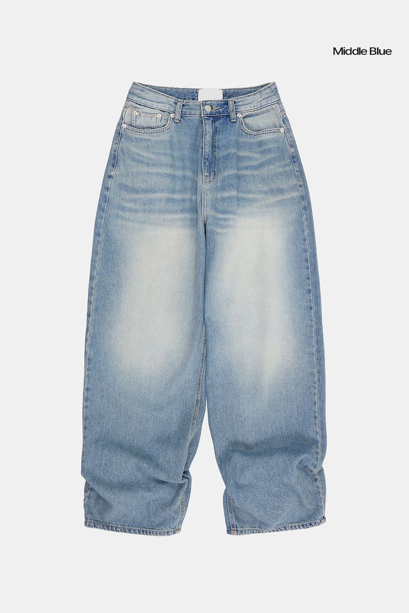 Triangle snap wide denim pants