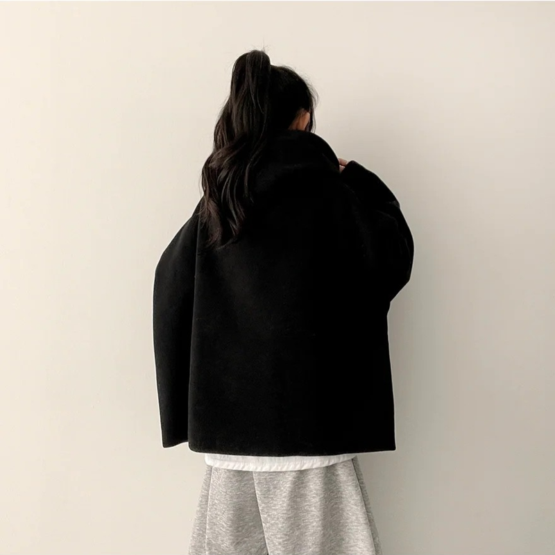 Heel double wool royal boxy pocket hooded coat 