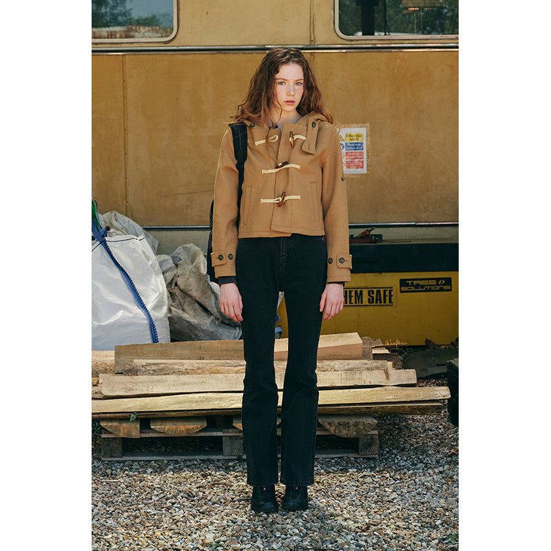 CHERRY HOODIE HALF DUFFLE COAT [BEIGE]