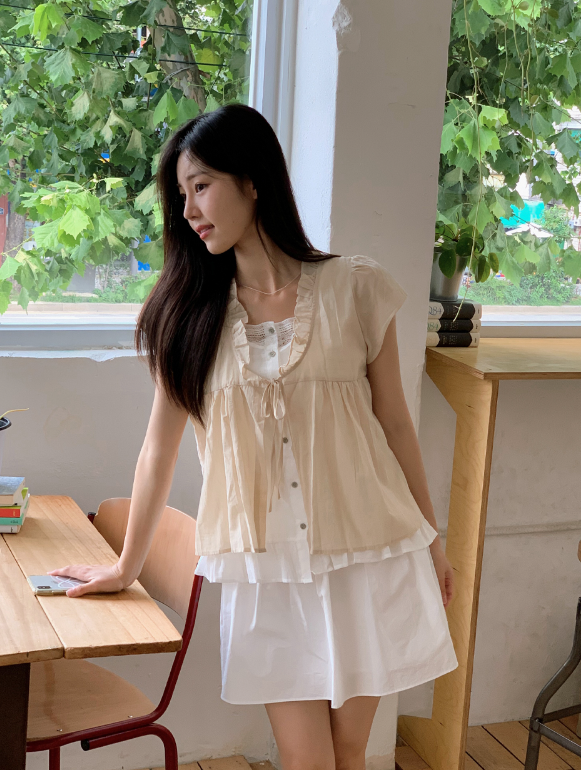 SHOPPERLAND（ショッパーランド）の「DR Cotton Shirring Flare Mini Skirt (2color)（Skirts）」