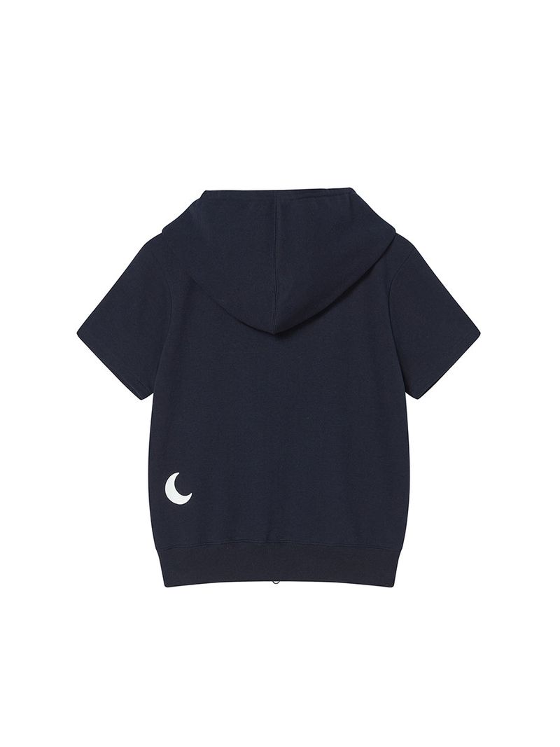 NY APLIQUE SS HOOD ZIP UP NAVY