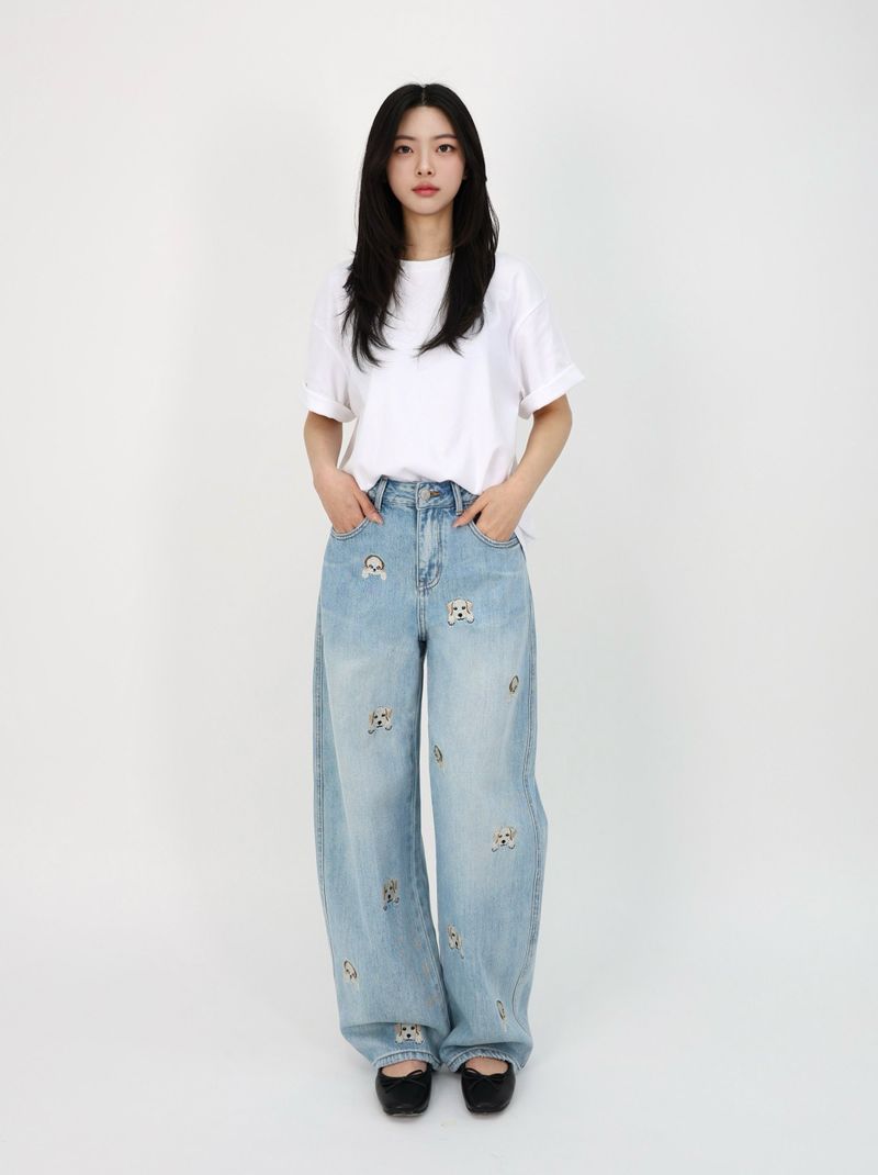 PUPPY EMBROIDERED CURVED DENIM code 26225