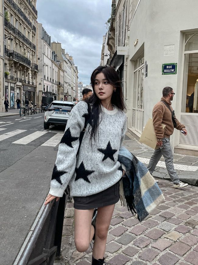 Star loose fit brush knit
