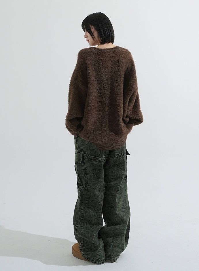 Ness pigment cargo denim pants