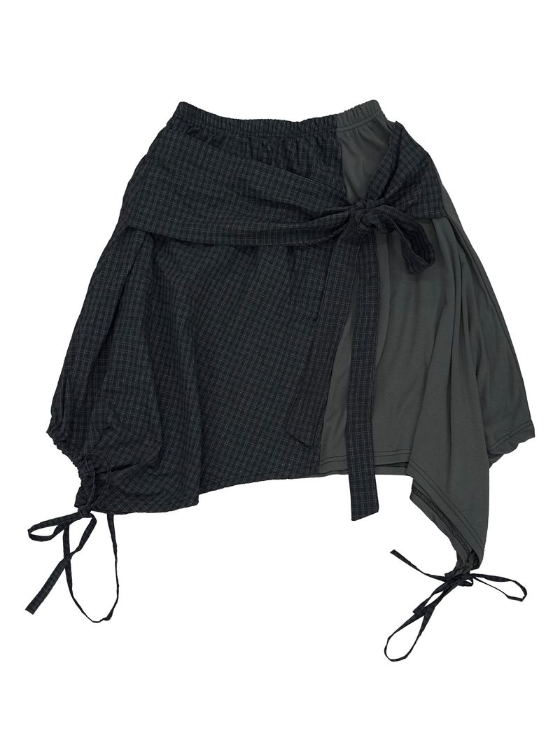 layered check wrap skirt (2color)