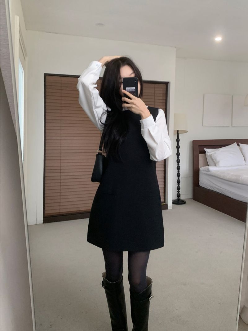 Soft Palette Panel-Cut Collar Shirt Blouse