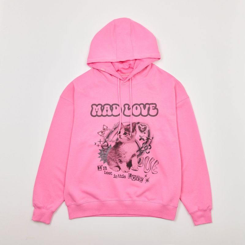 MEOW PRINTING HOOD T PINK
