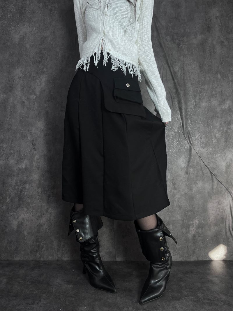 wrap pocket set midi skirt