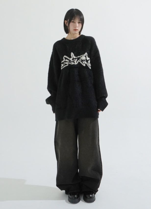Wing angora touch knit