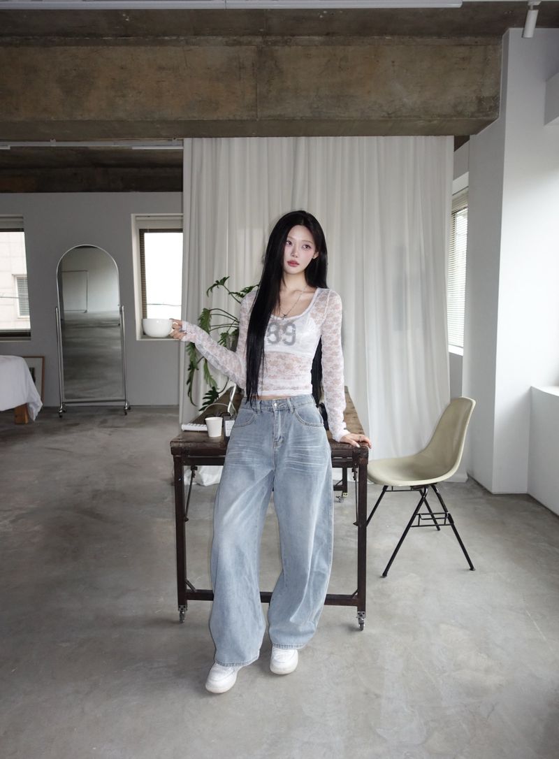 Sheer Lace Numbering Tee