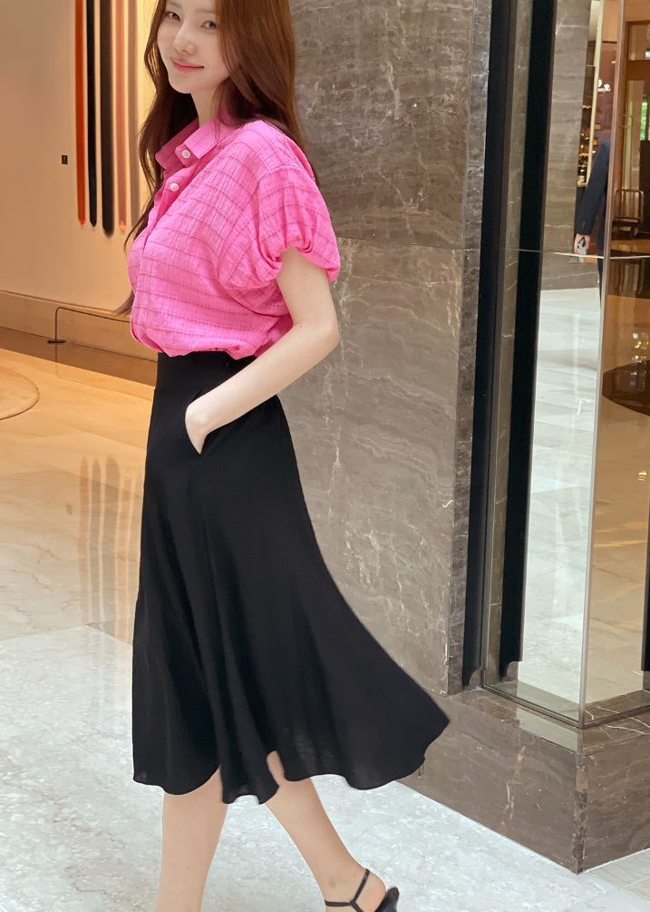 Kusha Collar Balloon Sleeves Seersucker Blouse