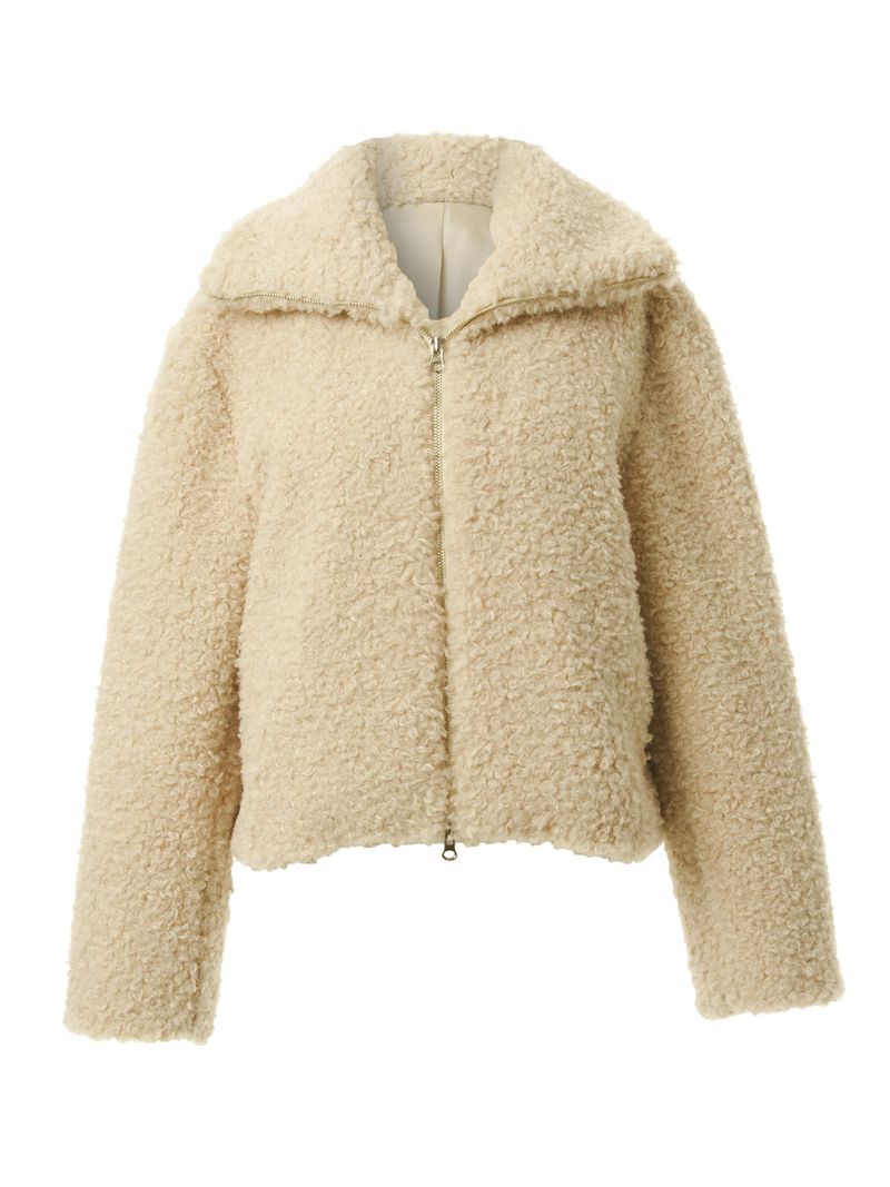 HIGHNECK FUR JACKET_BEIGE