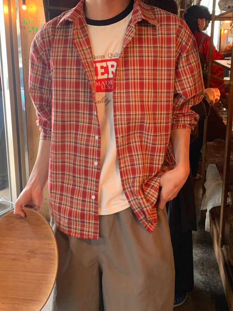 Multi Linen Oversized Check Shirt