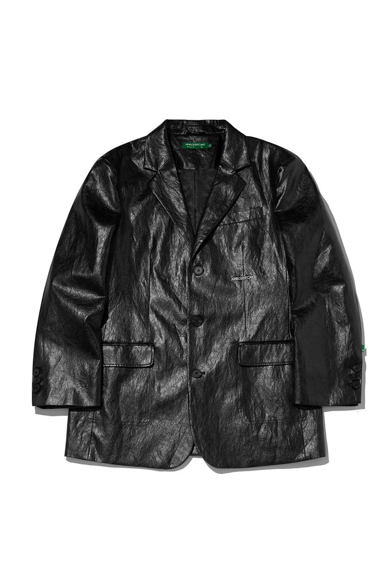 FLIP Crack Leather Blazer_Black