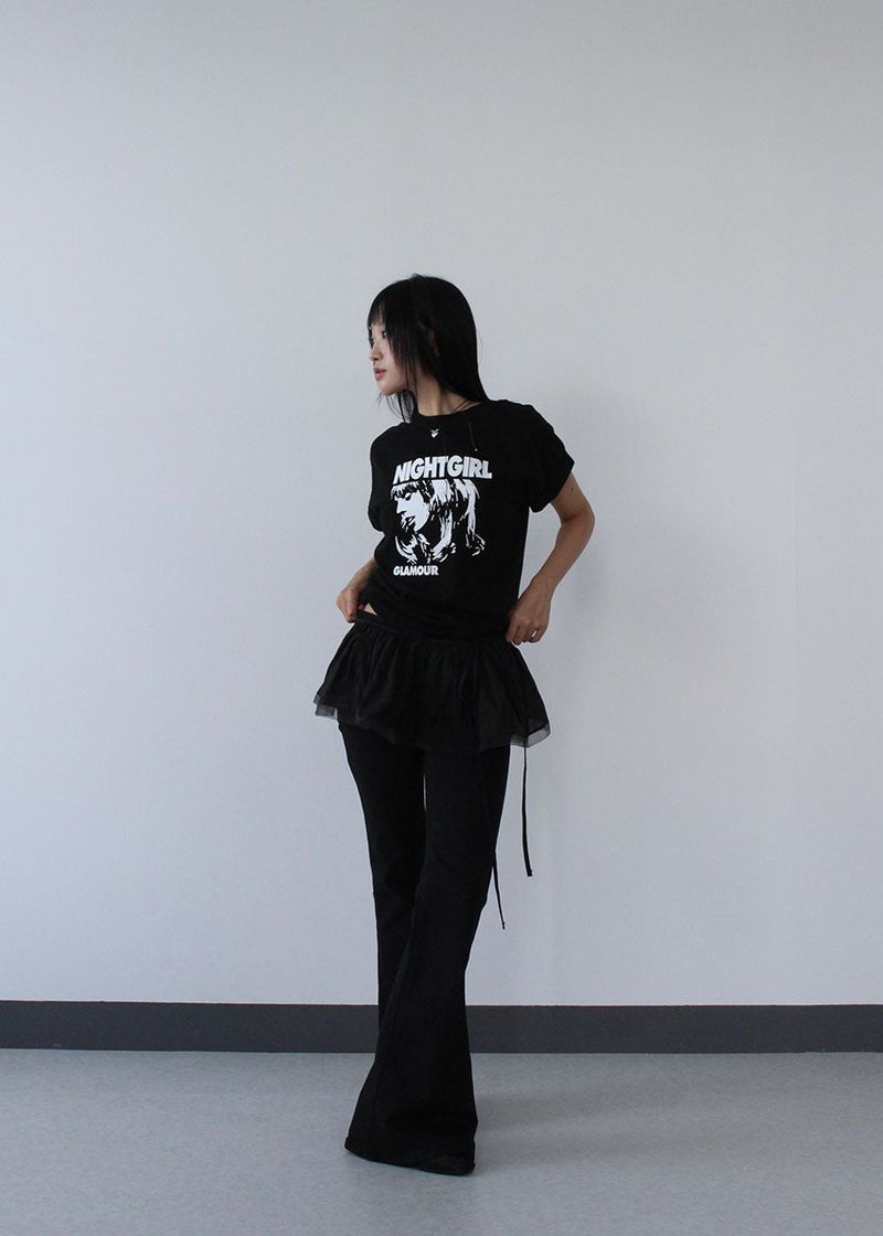HIP SHIRRING BOOTS CUT PANTS
