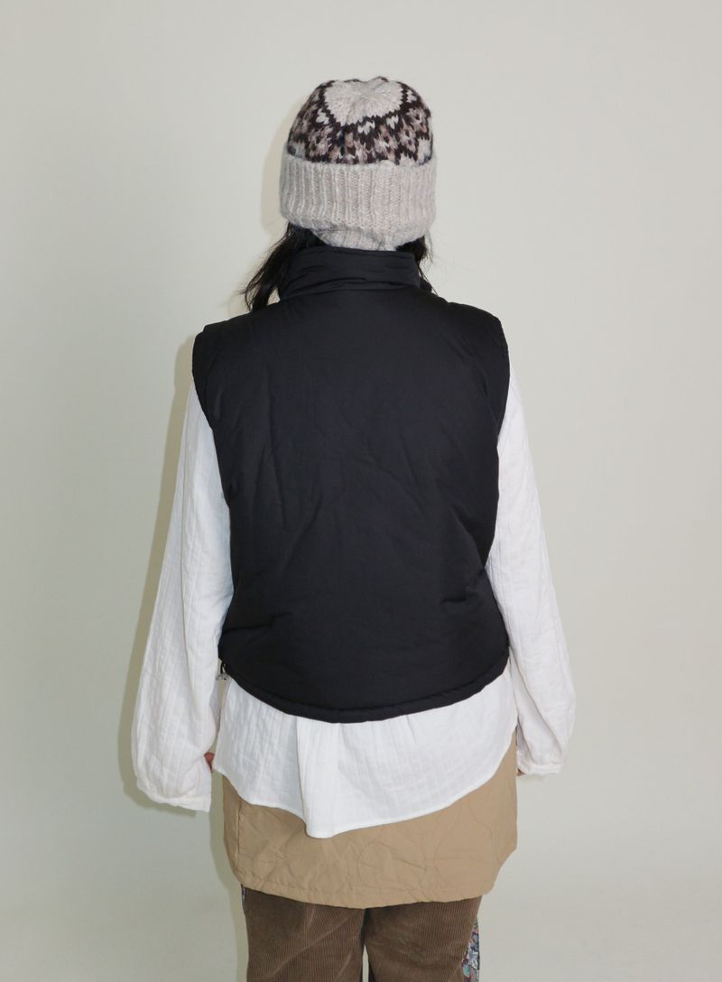 Teddy Ribbon Knot High Neck Cropped Padded Vest (6 ounces)