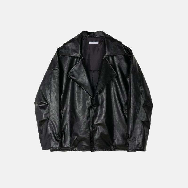 ENOC Box Oversized Fit Leather Jacket