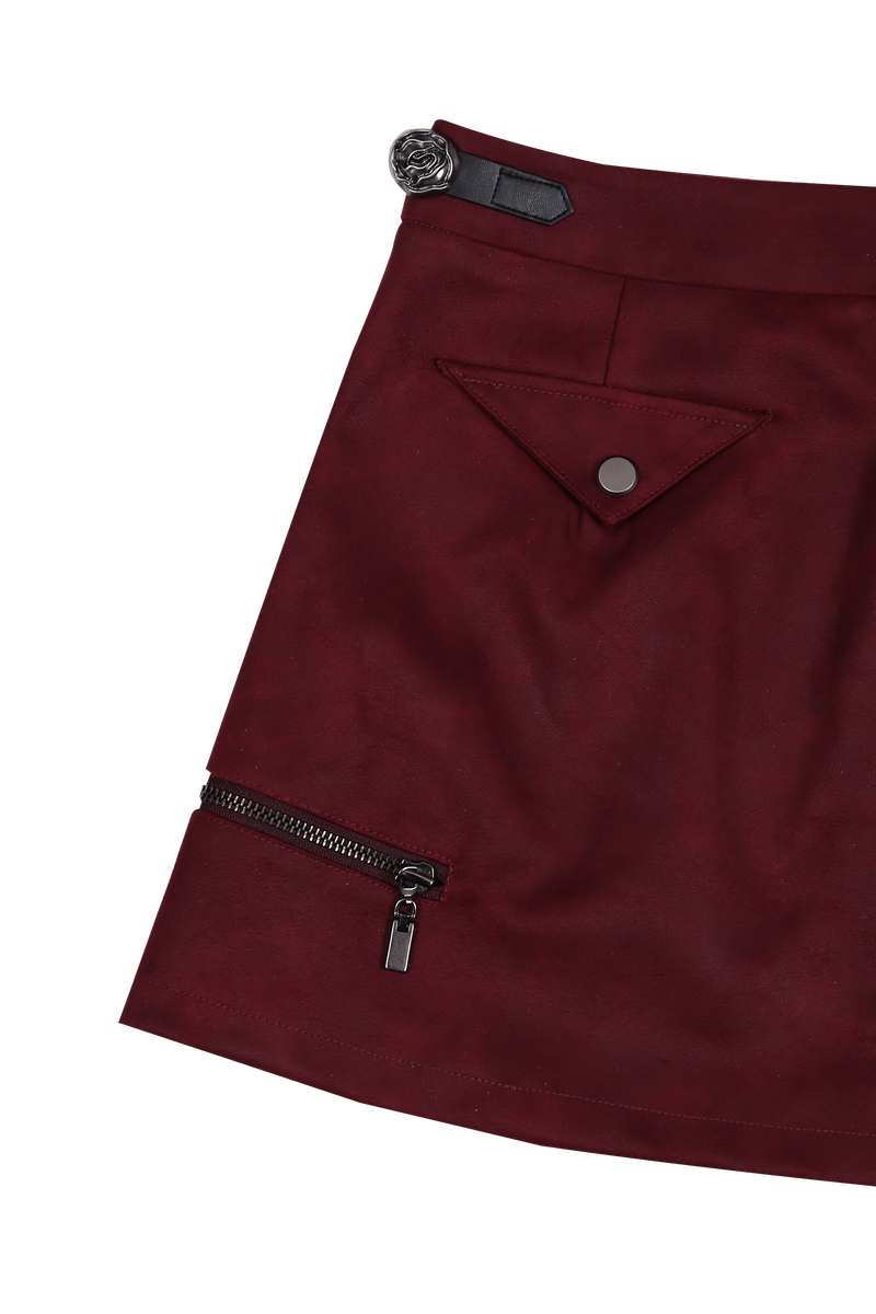 ANTIQUE ROSE SKIRT #SUEDE RED