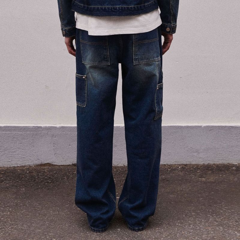 STRAIGHT FIT CARPENTER DENIM PANTS_BLUE