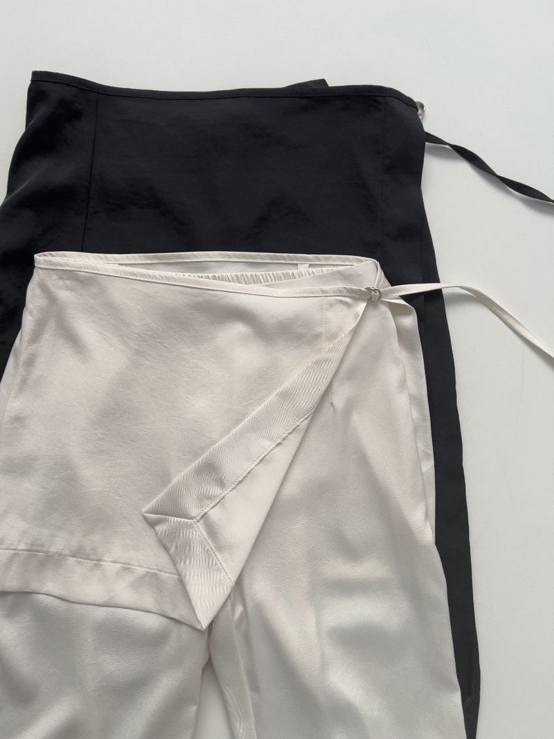 Satin Wrap Bootcut Wide Pants
