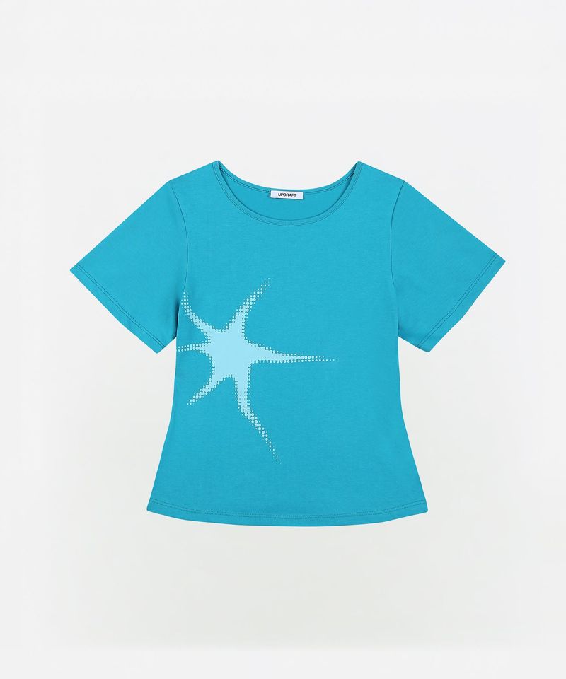 SPARK PRINT SLIM T-SHIRTS [AQUA BLUE]