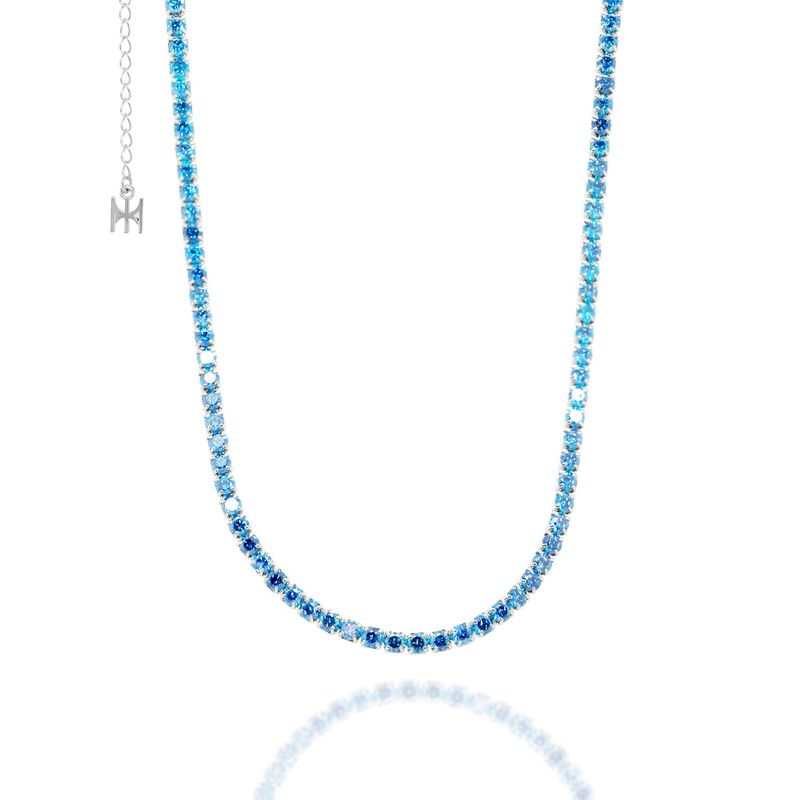 [S925] Skyblue Mini Tennis Necklace (white silver)