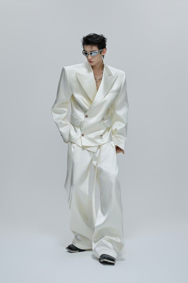 Glossy Cinched Waist Trousers