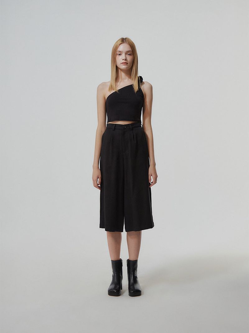 UNBALANCED WRINKLE TOP_BLACK