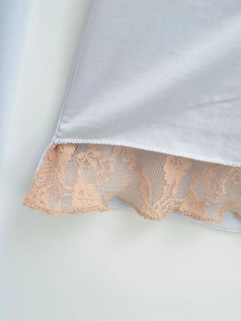 Lace Layered Slit Ribbon Top