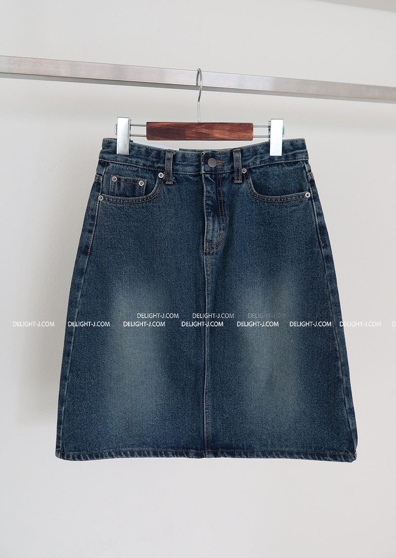 Cami vintage denim midi skirt