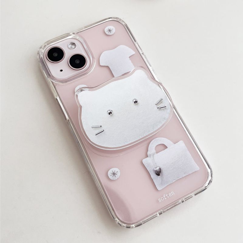 [phone grip] silver cat