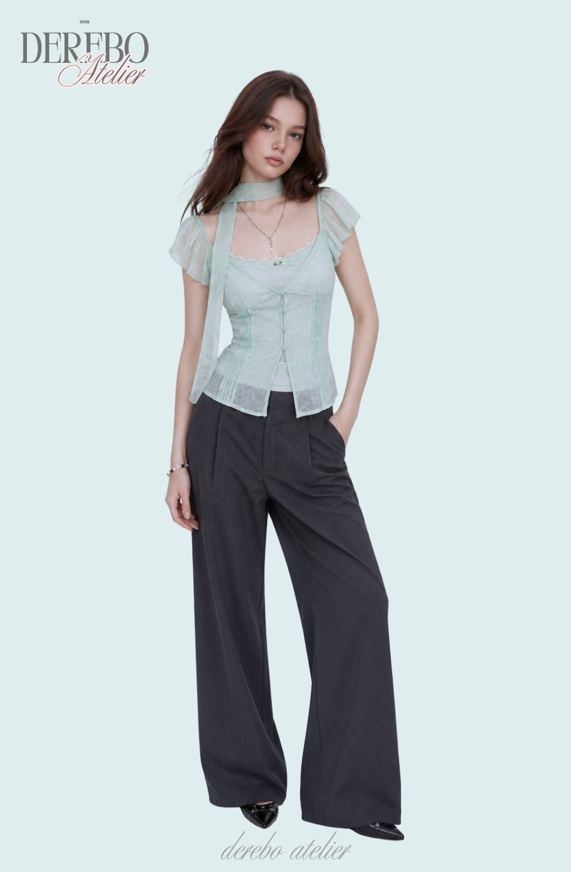 antique mint chiffon blouse