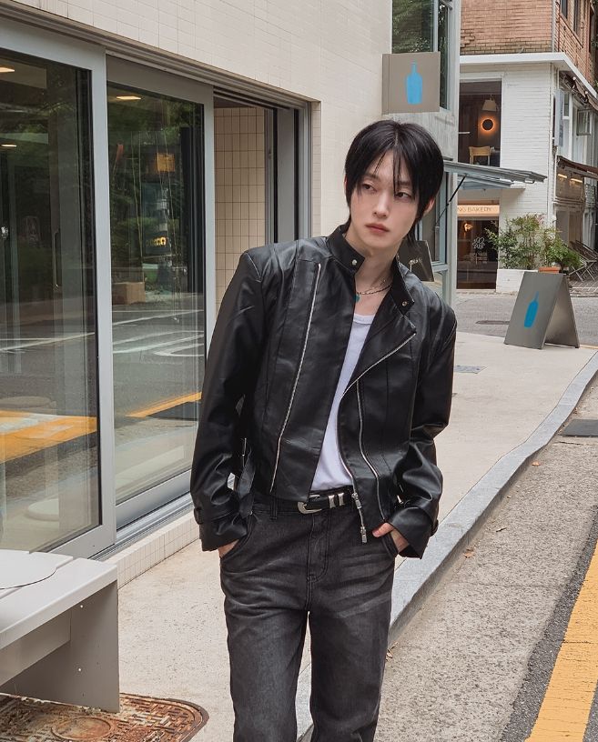 ジェロン ダイアゴナル ジッパー レザー ライダー ジャケット