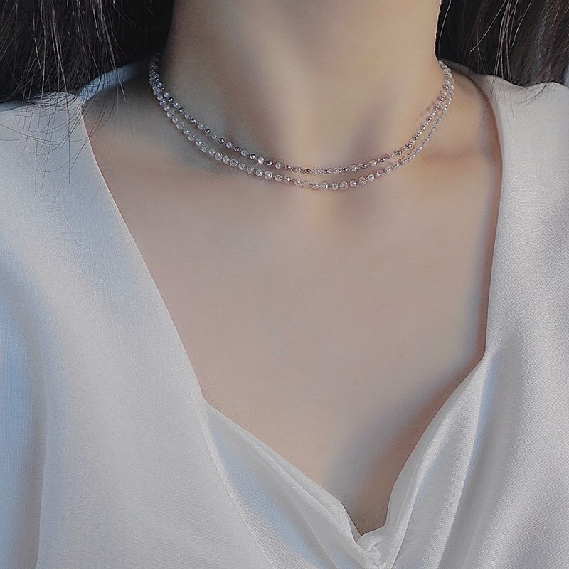 crystal ball pearl choker
