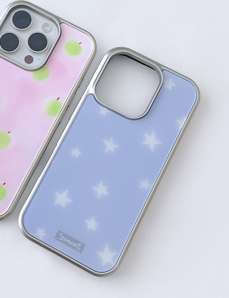 【MADE】Milky Blue Star Silver Bumper Case