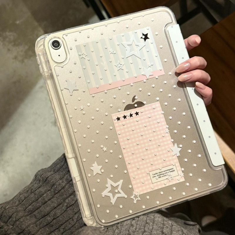 グリーン ドット パターン トリプル フォールディング iPad ケース