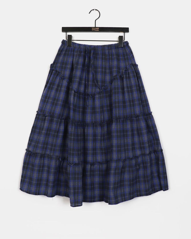 Solpa Checkered Flare Long Skirt
