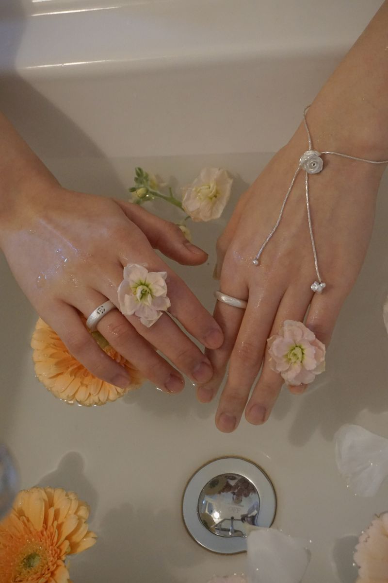 [MADE]DOUBLE FLOWER DROP BRACELET