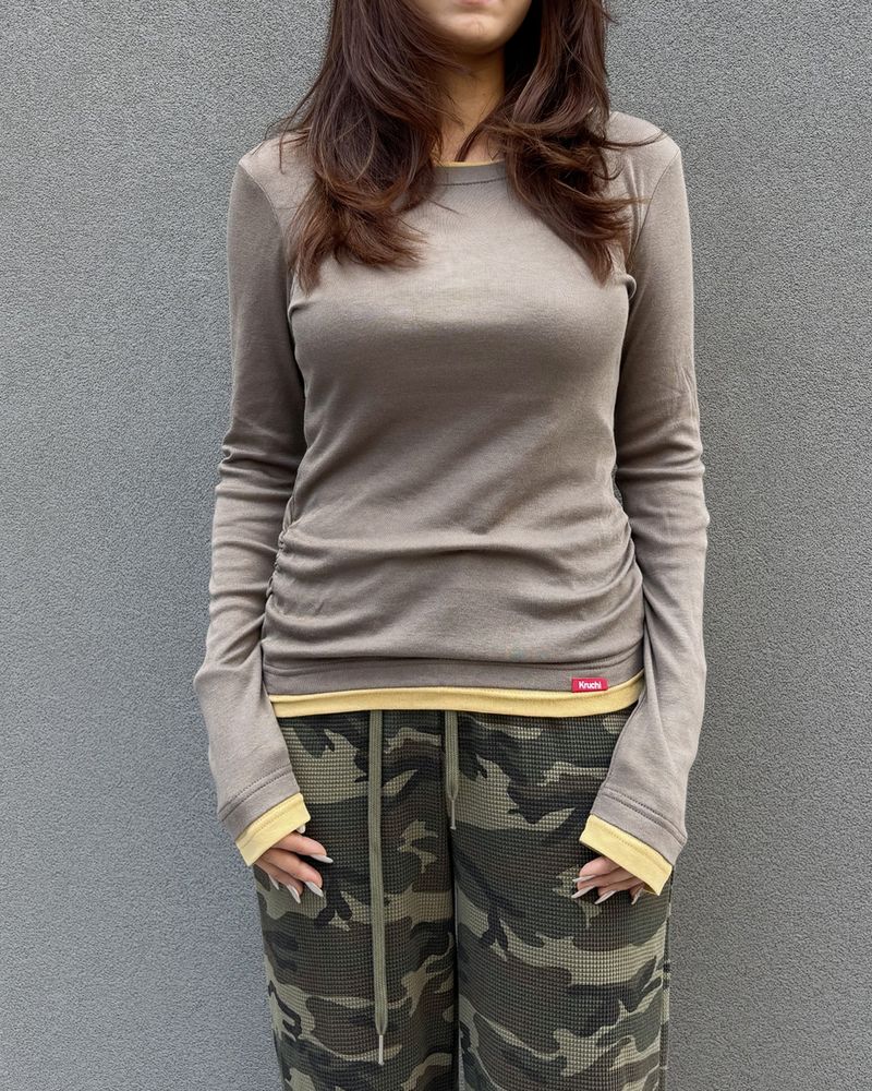 Shirring Layered Top (MOCHA) 